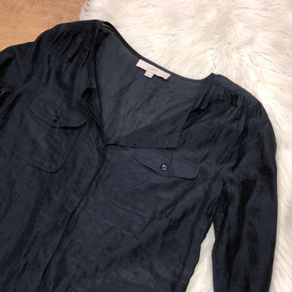 Ann Taylor LOFT xsmall blue silk top - Picture 1 of 7